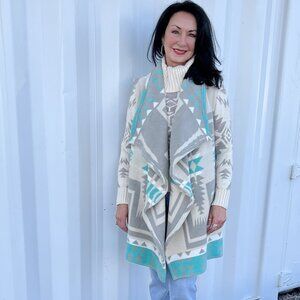Women's Awendea Wrap - Agawa Gray Turquoise - Woven Fleece